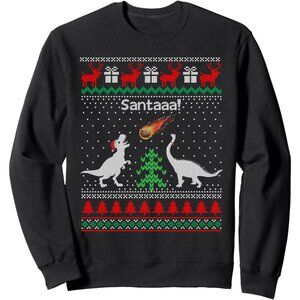 Santa Dinosaur Sweater Unisex Christmas Ugly Sweater Dinosaur Sweatshirt